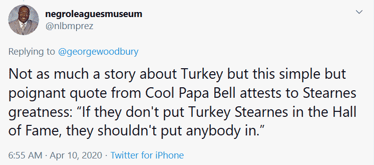 Turkey Stearnes - Cooperstown Expert